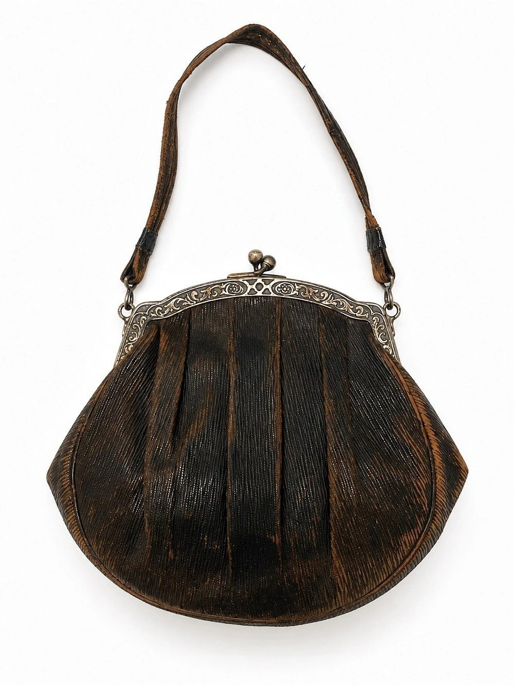 Vintage Frame Wristlet in Brown & Blue